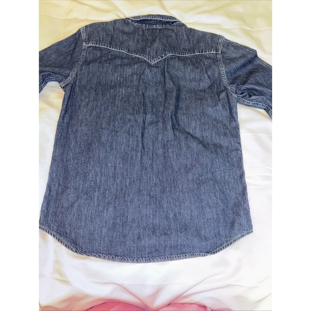 Internal Sample Levi's Pearl Snap Denim Long Sleeve Shirt Women's Sz M Slim Blue